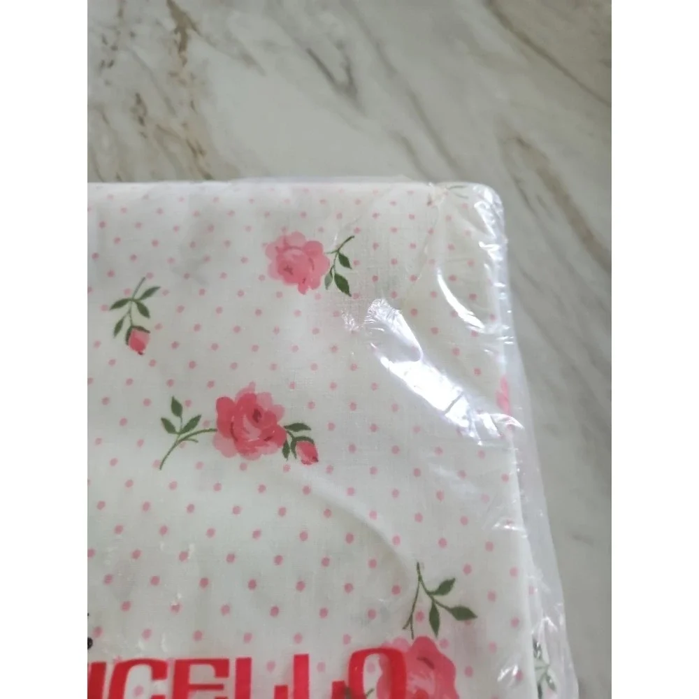 VTG Cannon Monticello PINK Rose Dream Polka Dot No Iron Muslin Full FLAT Sheet